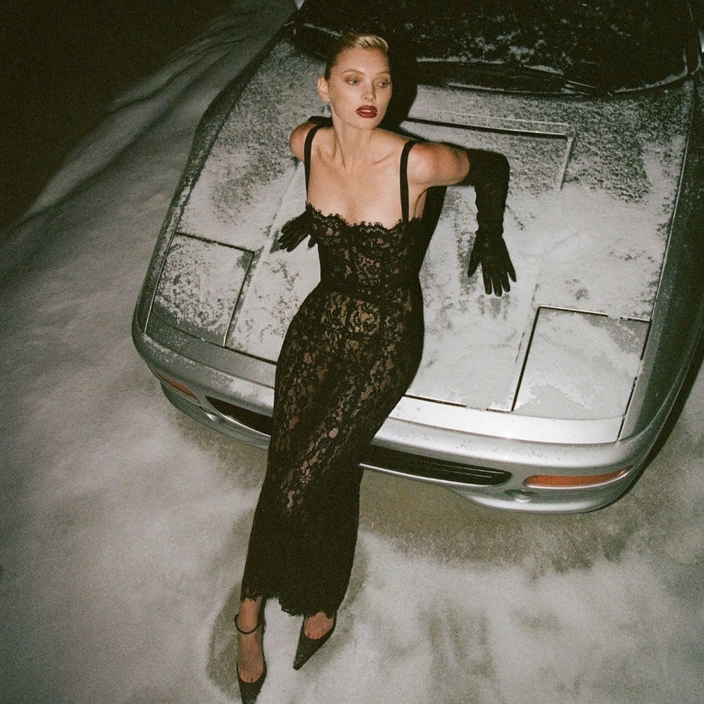 Helsa The Lace Column Dress in Black - Picture 7 of 11